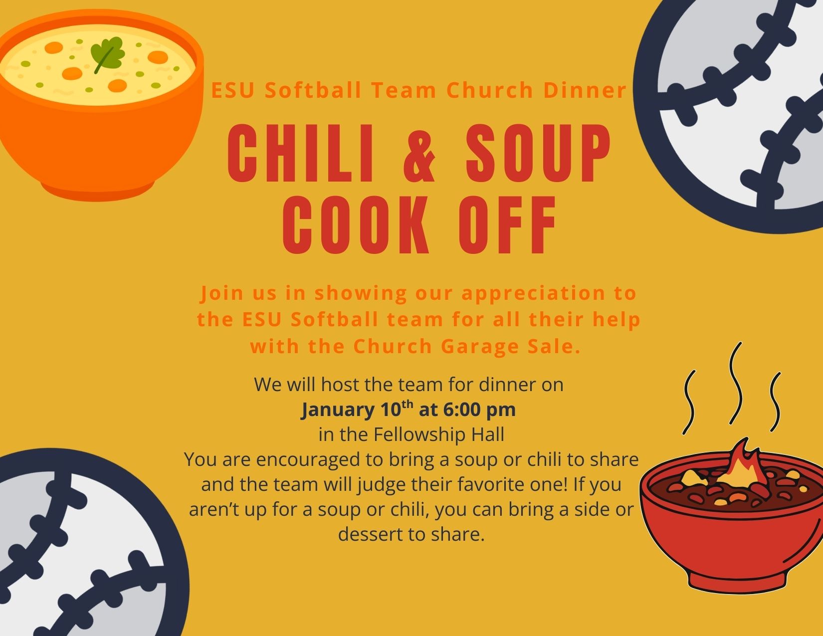 ESU Softball Team Church Dinner