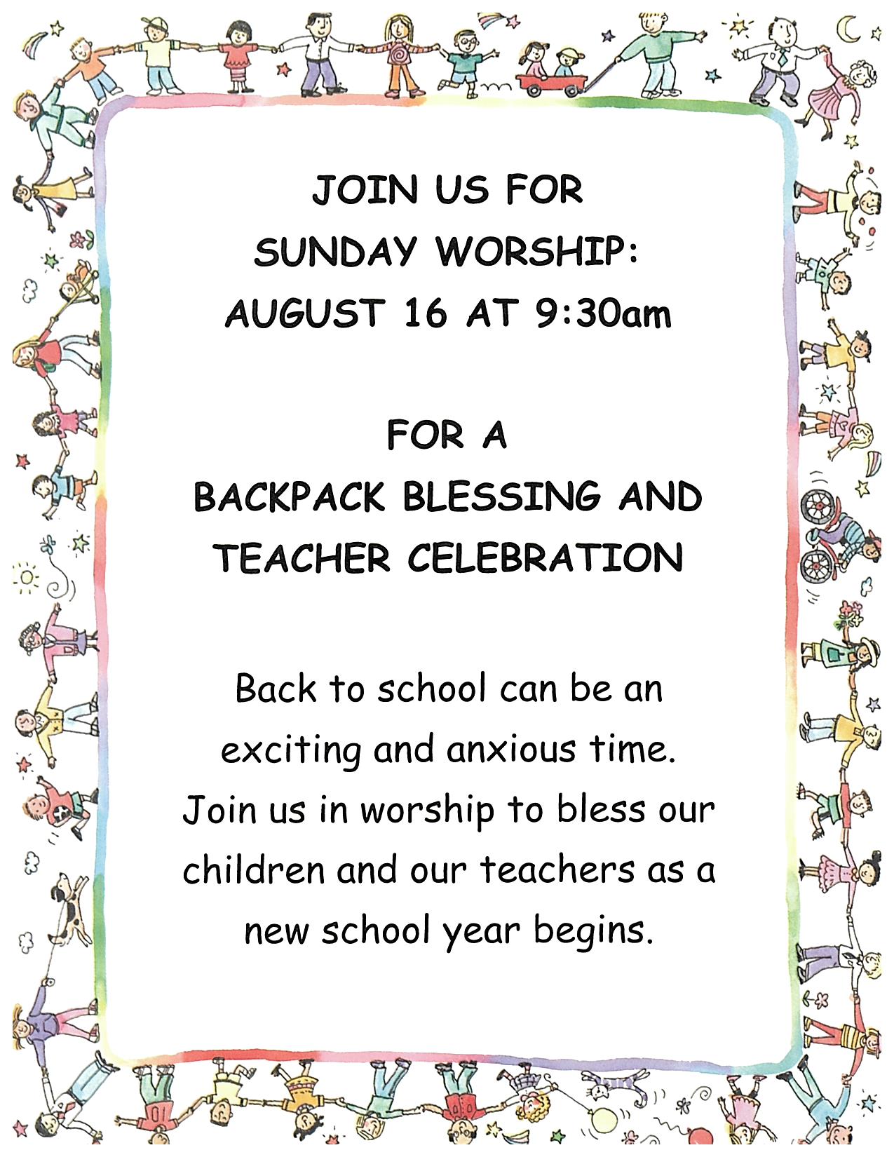 Backpack blessing